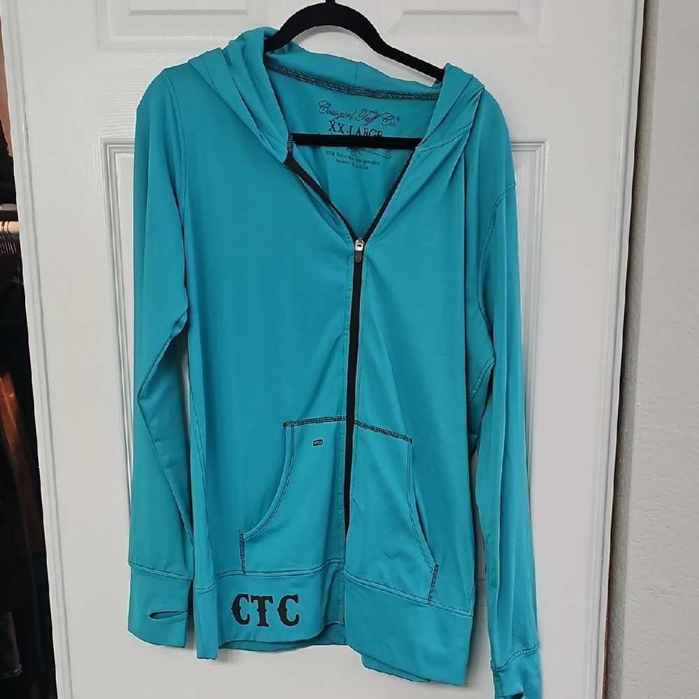 CTC Cowgirl Tough Company Women's Blue Zip-Up Hoodie